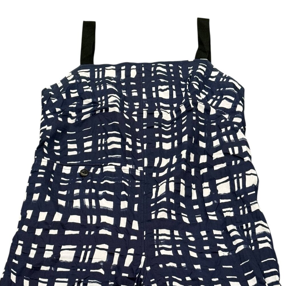 Vintage Rachel Comey Blue & White Abstract Print Cotton Overalls - Picture 5 of 8
